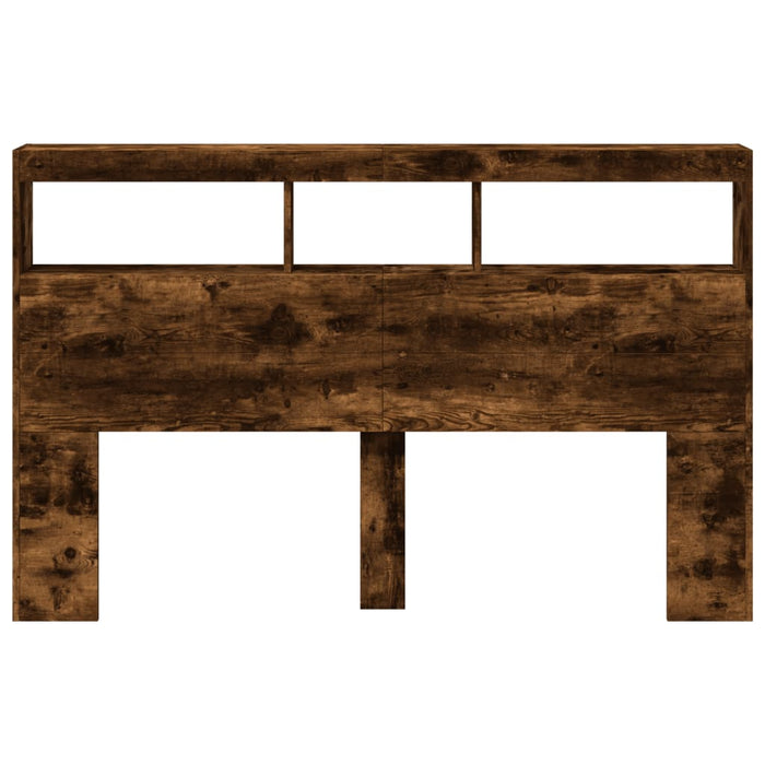 Tăblie de pat cu dulap și LED, stejar fumuriu, 160x17x102 cm - WALTI WALTI