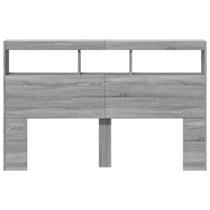 Tăblie de pat cu dulap și LED, gri sonoma, 160x17x102 cm - WALTI WALTI