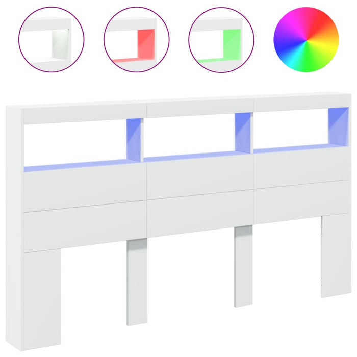 Tăblie cu dulap și LED, alb, 180x17x102 cm - WALTI WALTI