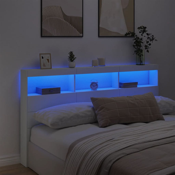 Tăblie cu dulap și LED, alb, 180x17x102 cm - WALTI WALTI