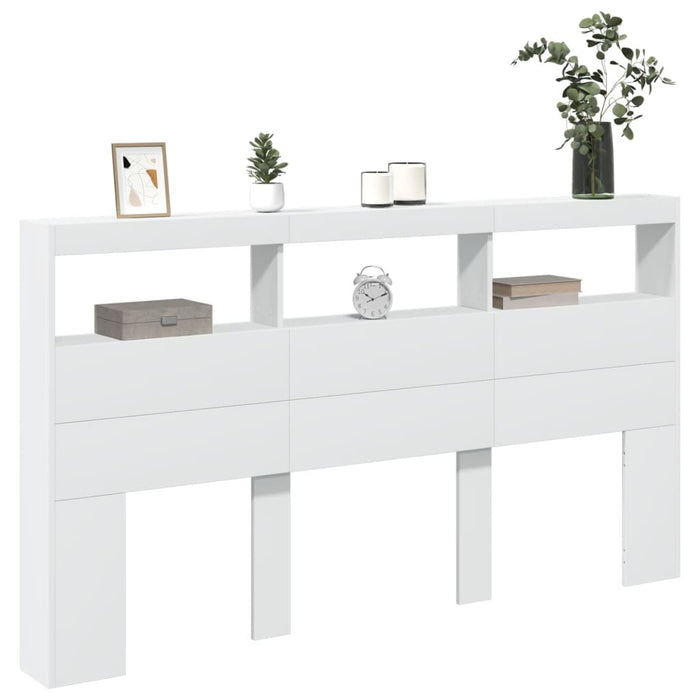 Tăblie cu dulap și LED, alb, 180x17x102 cm - WALTI WALTI
