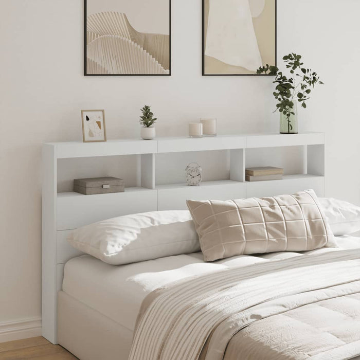 Tăblie cu dulap și LED, alb, 180x17x102 cm - WALTI WALTI