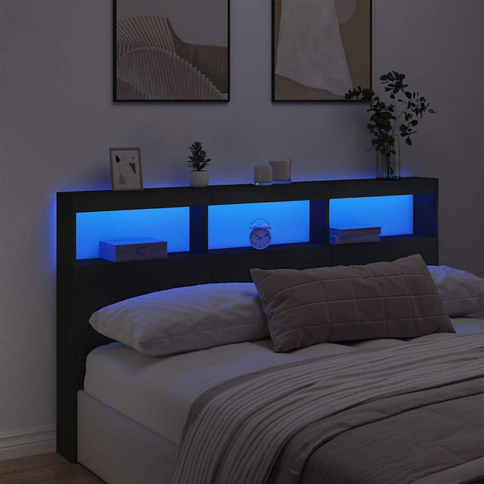 Tăblie cu dulap și LED, negru, 180x17x102 cm - WALTI WALTI