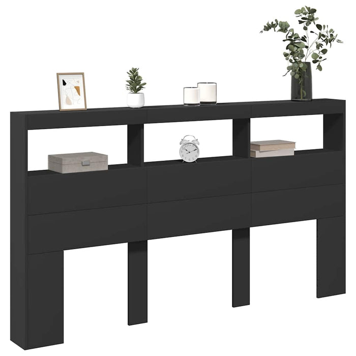 Tăblie cu dulap și LED, negru, 180x17x102 cm - WALTI WALTI