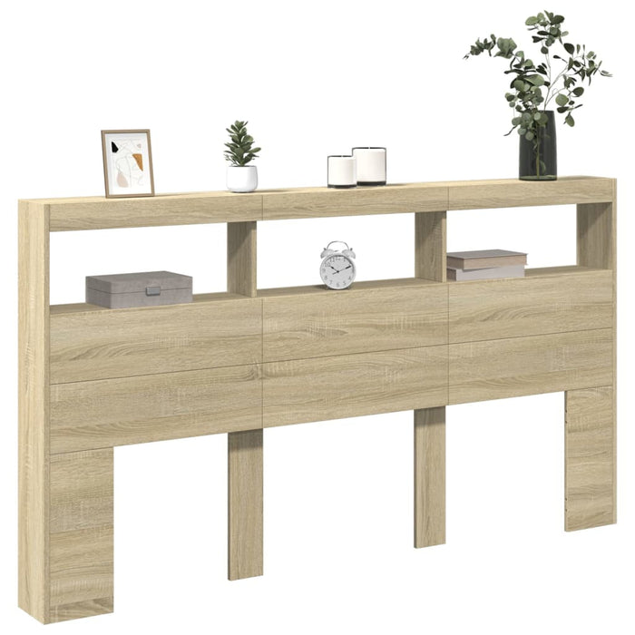 Tăblie de pat cu dulap și LED, stejar sonoma, 180x17x102 cm - WALTI WALTI