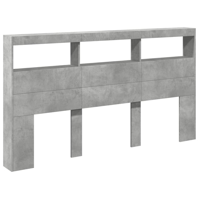 Tăblie de pat cu dulap și LED, gri beton, 180x17x102 cm - WALTI WALTI