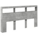Tăblie de pat cu dulap și LED, gri beton, 180x17x102 cm - WALTI WALTI