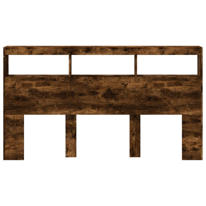 Tăblie de pat cu dulap și LED, stejar fumuriu, 180x17x102 cm - WALTI WALTI