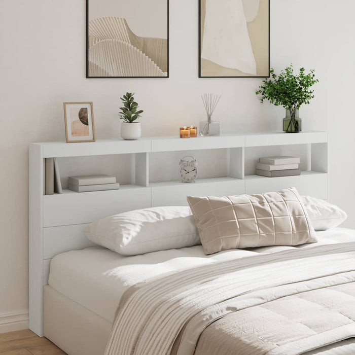 Tăblie cu dulap și LED, alb, 200x17x102 cm - WALTI WALTI