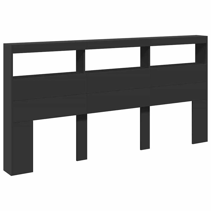 Tăblie cu dulap și LED, negru, 200x17x102 cm - WALTI WALTI