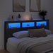 Tăblie cu dulap și LED, negru, 200x17x102 cm - WALTI WALTI