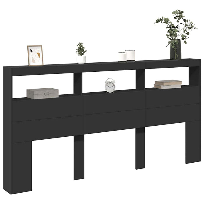 Tăblie cu dulap și LED, negru, 200x17x102 cm - WALTI WALTI