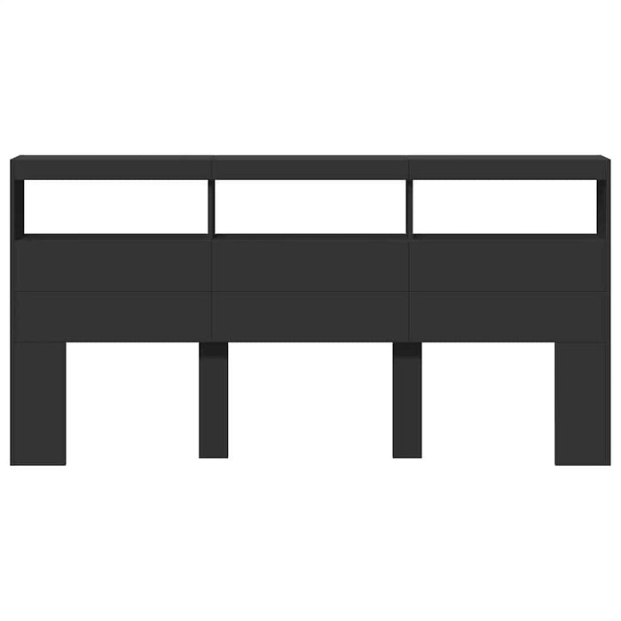 Tăblie cu dulap și LED, negru, 200x17x102 cm - WALTI WALTI