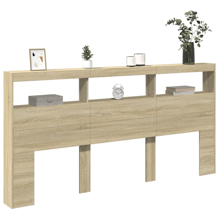 Tăblie de pat cu dulap și LED, stejar sonoma, 200x17x102 cm - WALTI WALTI