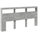 Tăblie de pat cu dulap și LED, gri beton, 200x17x102 cm - WALTI WALTI