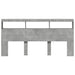 Tăblie de pat cu dulap și LED, gri beton, 200x17x102 cm - WALTI WALTI