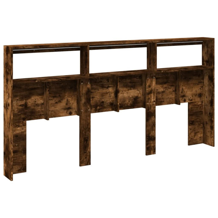 Tăblie de pat cu dulap și LED, stejar fumuriu, 200x17x102 cm - WALTI WALTI