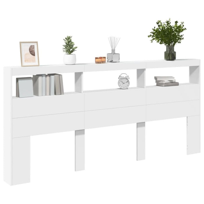 Tăblie cu dulap și LED, alb, 220x17x102 cm - WALTI WALTI