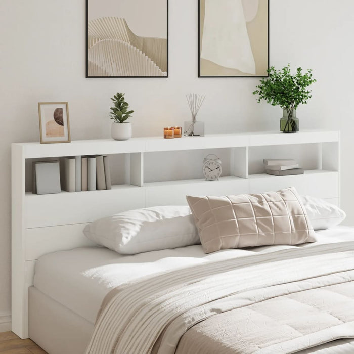 Tăblie cu dulap și LED, alb, 220x17x102 cm - WALTI WALTI