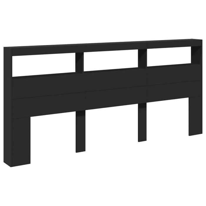 Tăblie cu dulap și LED, negru, 220x17x102 cm - WALTI WALTI