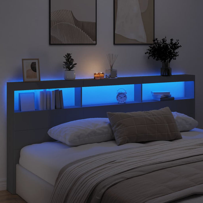 Tăblie cu dulap și LED, negru, 220x17x102 cm - WALTI WALTI