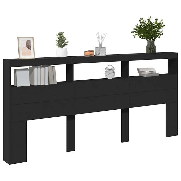 Tăblie cu dulap și LED, negru, 220x17x102 cm - WALTI WALTI