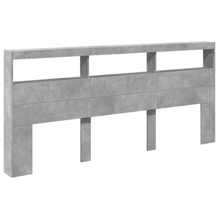 Tăblie de pat cu dulap și LED, gri beton, 220x17x102 cm - WALTI WALTI