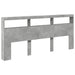 Tăblie de pat cu dulap și LED, gri beton, 220x17x102 cm - WALTI WALTI