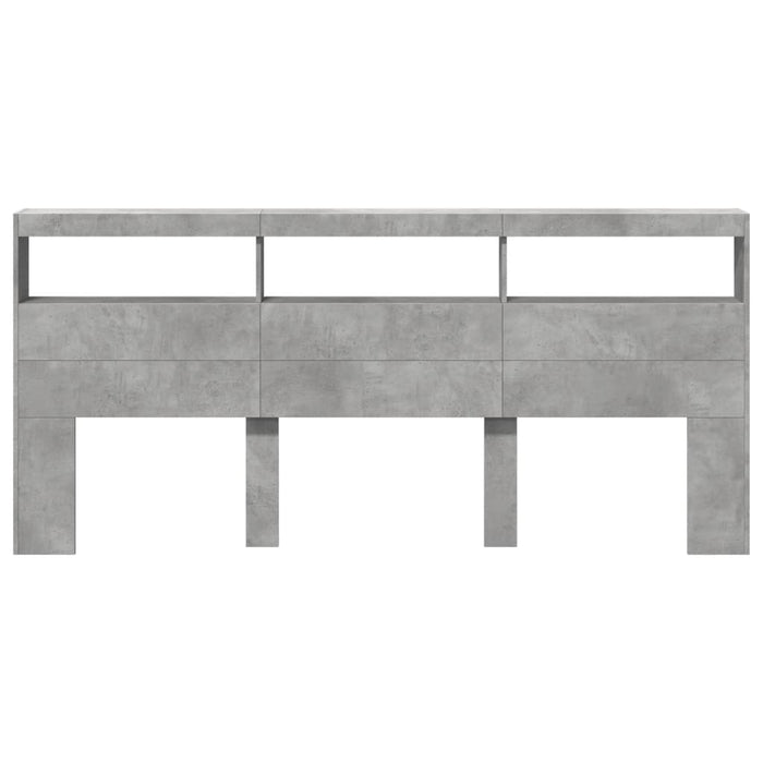 Tăblie de pat cu dulap și LED, gri beton, 220x17x102 cm - WALTI WALTI
