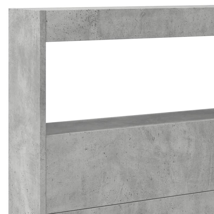 Tăblie de pat cu dulap și LED, gri beton, 220x17x102 cm - WALTI WALTI