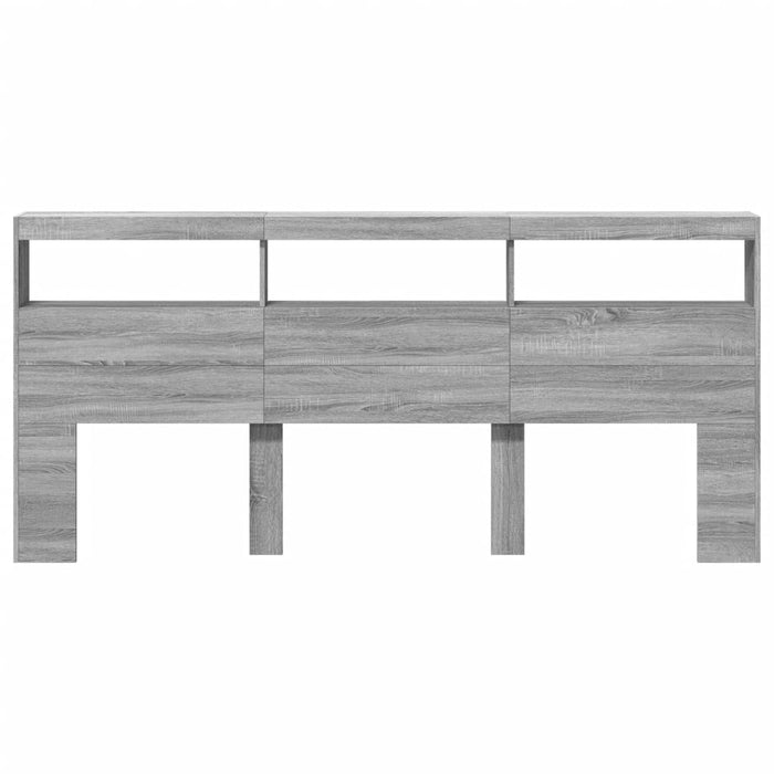 Tăblie de pat cu dulap și LED, gri sonoma, 220x17x102 cm - WALTI WALTI