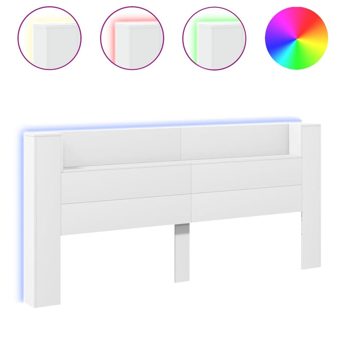 Tăblie cu dulap și LED, alb, 220x16,5x103,5 cm - WALTI WALTI