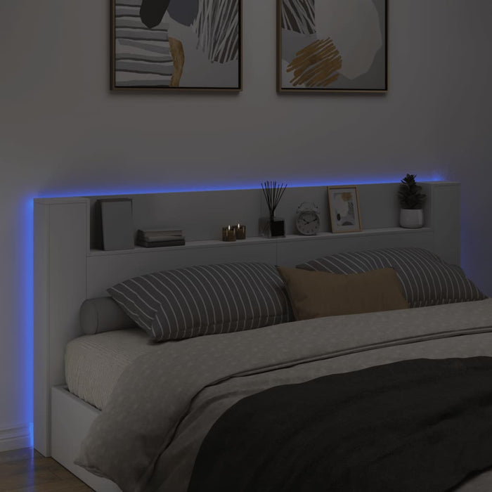 Tăblie cu dulap și LED, alb, 220x16,5x103,5 cm - WALTI WALTI