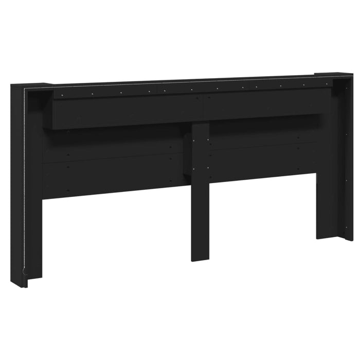 Tăblie cu dulap și LED, negru, 220x16,5x103,5 cm - WALTI WALTI