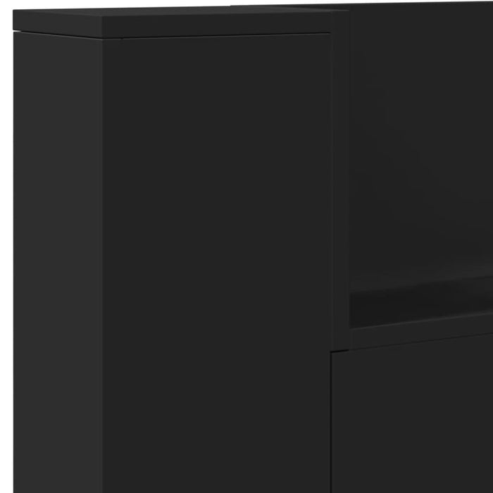 Tăblie cu dulap și LED, negru, 220x16,5x103,5 cm - WALTI WALTI