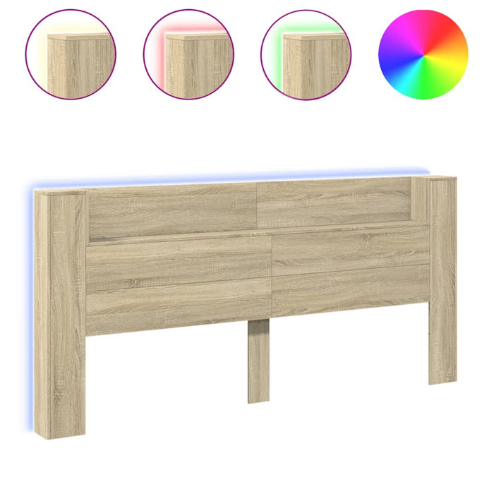 Tăblie de pat cu dulap și LED, stejar sonoma, 220x16,5x103,5 cm - WALTI WALTI
