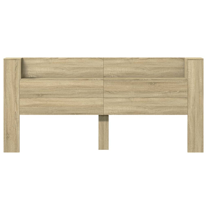 Tăblie de pat cu dulap și LED, stejar sonoma, 220x16,5x103,5 cm - WALTI WALTI