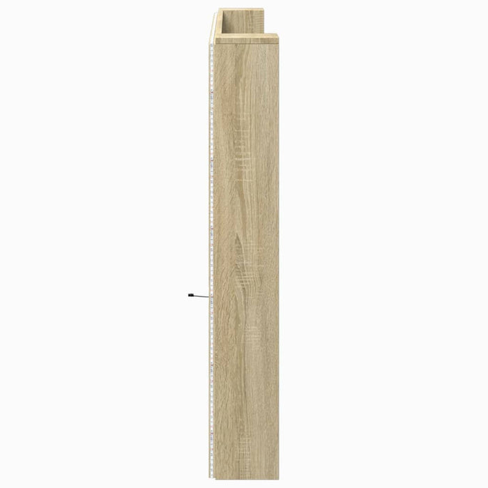 Tăblie de pat cu dulap și LED, stejar sonoma, 220x16,5x103,5 cm - WALTI WALTI