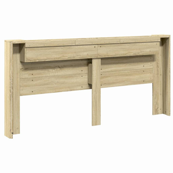 Tăblie de pat cu dulap și LED, stejar sonoma, 220x16,5x103,5 cm - WALTI WALTI