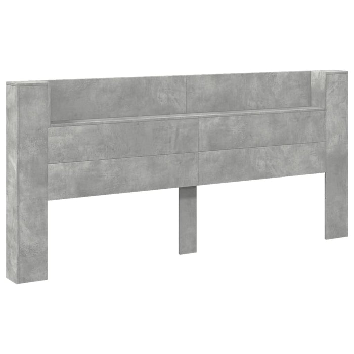 Tăblie de pat cu dulap și LED, gri beton, 220x16,5x103,5 cm - WALTI WALTI