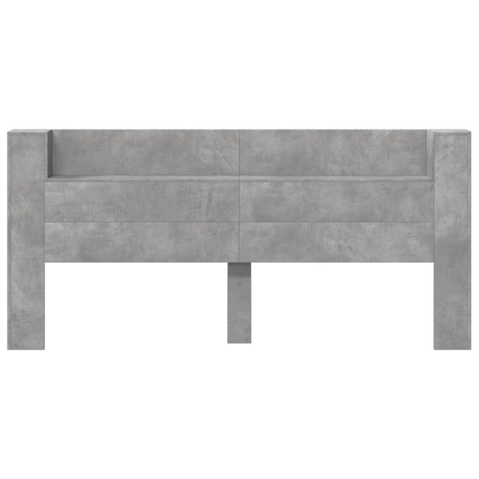 Tăblie de pat cu dulap și LED, gri beton, 220x16,5x103,5 cm - WALTI WALTI