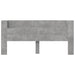 Tăblie de pat cu dulap și LED, gri beton, 220x16,5x103,5 cm - WALTI WALTI