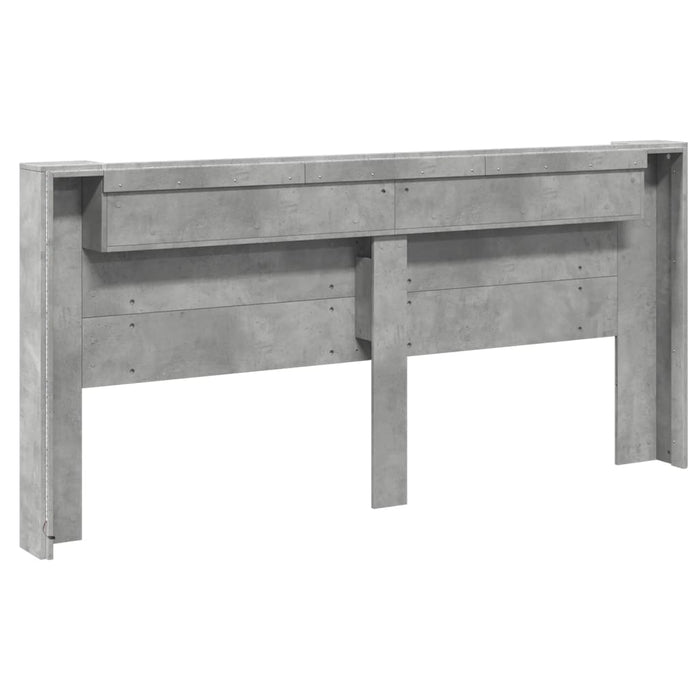 Tăblie de pat cu dulap și LED, gri beton, 220x16,5x103,5 cm - WALTI WALTI