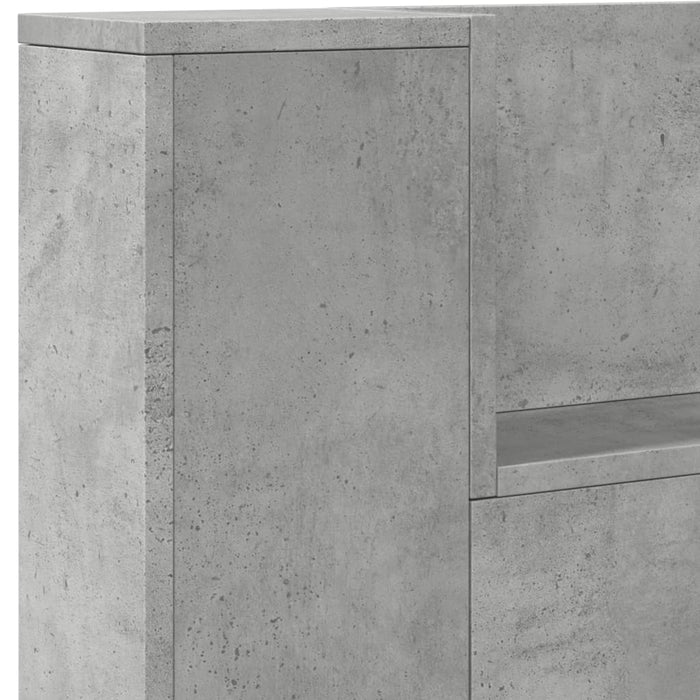 Tăblie de pat cu dulap și LED, gri beton, 220x16,5x103,5 cm - WALTI WALTI