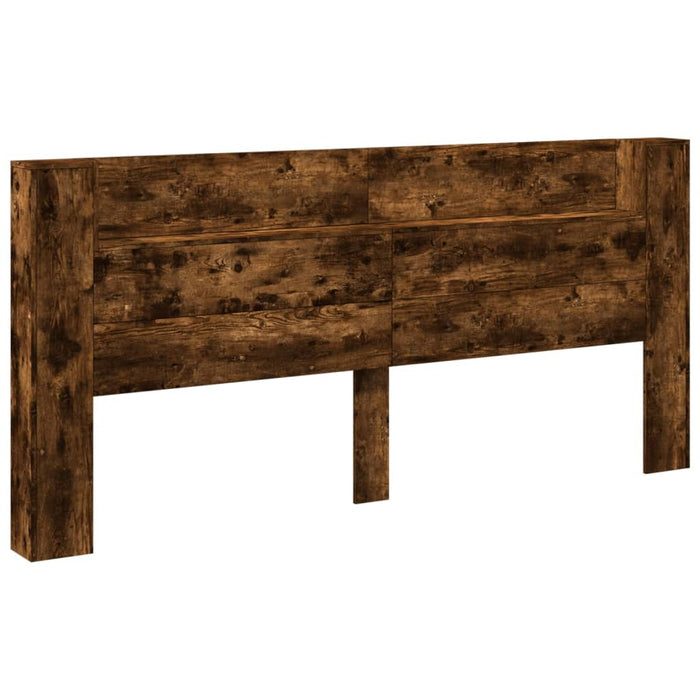 Tăblie de pat cu dulap și LED, stejar fumuriu, 220x16,5x103,5cm - WALTI WALTI