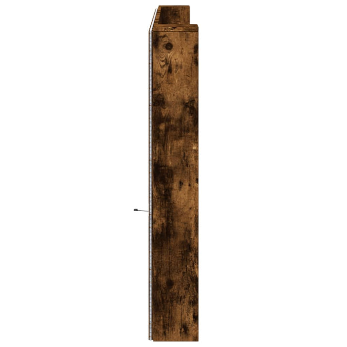 Tăblie de pat cu dulap și LED, stejar fumuriu, 220x16,5x103,5cm - WALTI WALTI