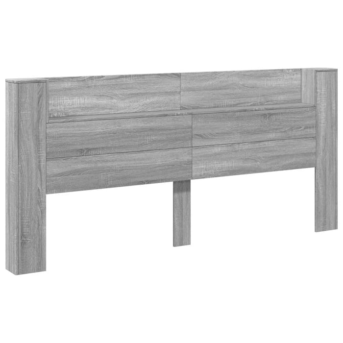 Tăblie de pat cu dulap și LED, gri sonoma, 220x16,5x103,5 cm - WALTI WALTI