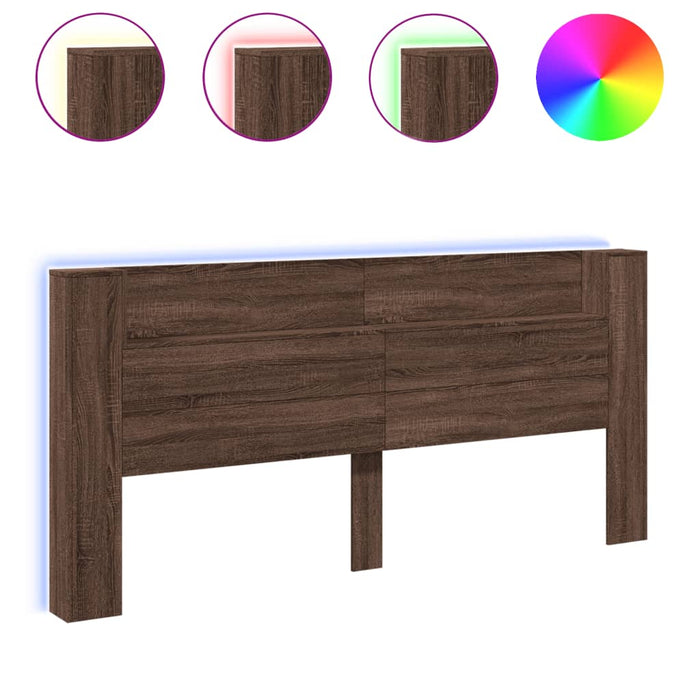 Tăblie de pat cu dulap și LED, stejar maro, 220x16,5x103,5 cm - WALTI WALTI
