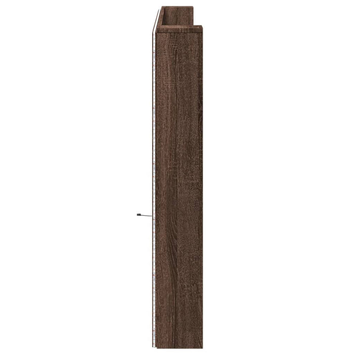 Tăblie de pat cu dulap și LED, stejar maro, 220x16,5x103,5 cm - WALTI WALTI