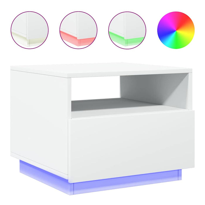 Măsuță de cafea cu lumini LED, alb, 50x49x40 cm - WALTI WALTI